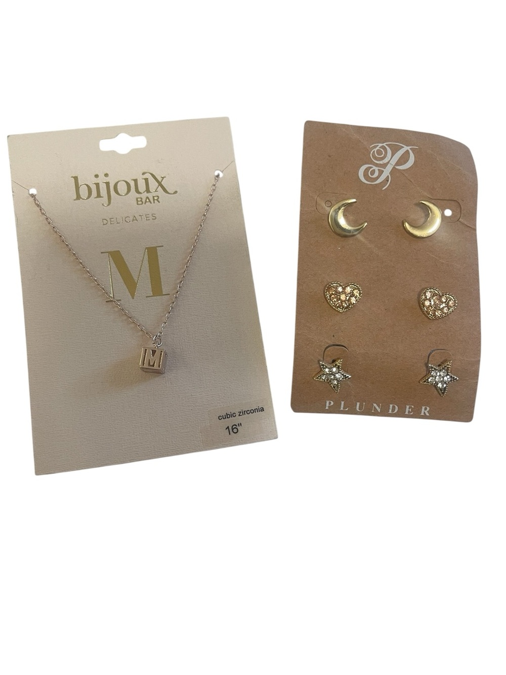 Gold 'M' Initial Necklace – Gold Tone Bundle Set